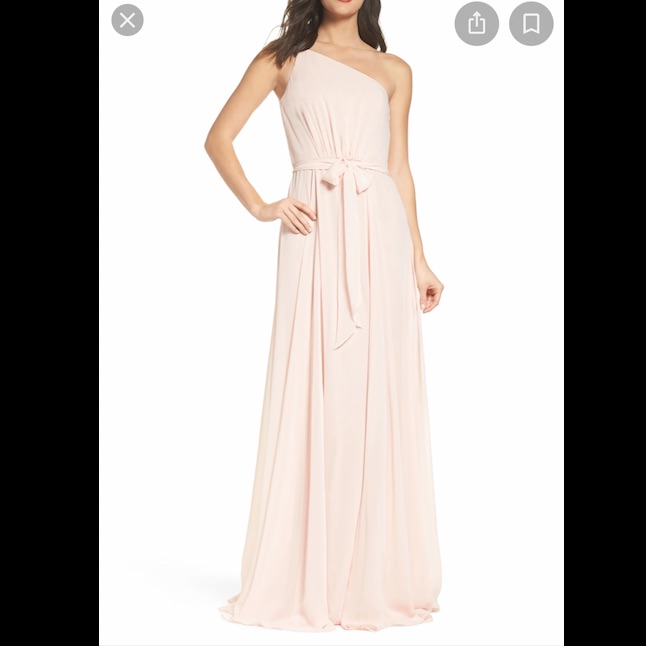 Amsale One-Shoulder Chiffon A-Line Gown